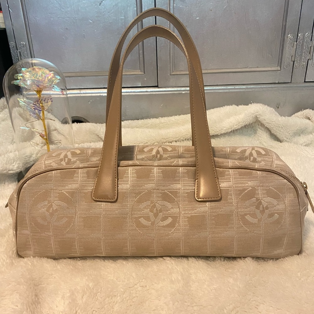 Vintage CHANEL Boston Jacquard Travel Line Handbag